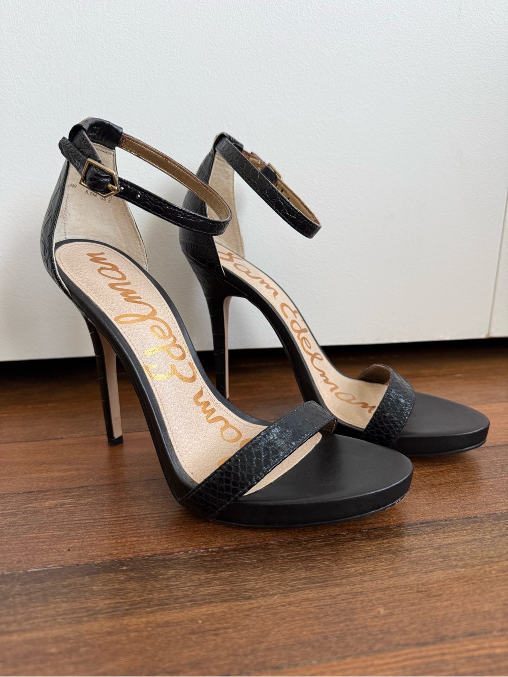 Sam Edelman Eleanor Black Ankle Strap Heels Size 8.5